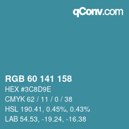 Color code: RGB 60 141 158 | qconv.com