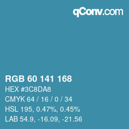 カラーコード: RGB 60 141 168 | qconv.com