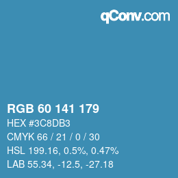 Color code: RGB 60 141 179 | qconv.com