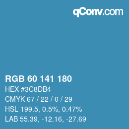 カラーコード: RGB 60 141 180 | qconv.com