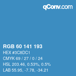 カラーコード: RGB 60 141 193 | qconv.com