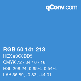 Color code: RGB 60 141 213 | qconv.com