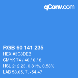Color code: RGB 60 141 235 | qconv.com