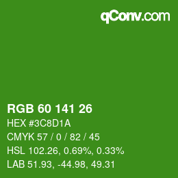 カラーコード: RGB 60 141 26 | qconv.com