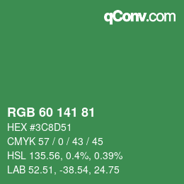 カラーコード: RGB 60 141 81 | qconv.com