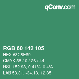 Color code: RGB 60 142 105 | qconv.com