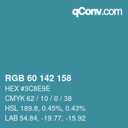 Color code: RGB 60 142 158 | qconv.com