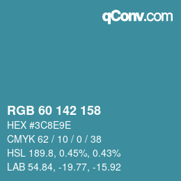 Color code: RGB 60 142 158 | qconv.com