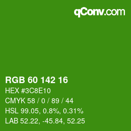 カラーコード: RGB 60 142 16 | qconv.com