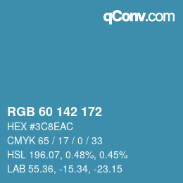 カラーコード: RGB 60 142 172 | qconv.com