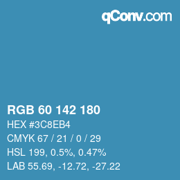 Color code: RGB 60 142 180 | qconv.com