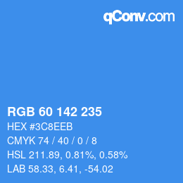 Color code: RGB 60 142 235 | qconv.com