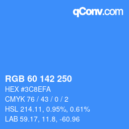 Color code: RGB 60 142 250 | qconv.com