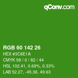 カラーコード: RGB 60 142 26 | qconv.com