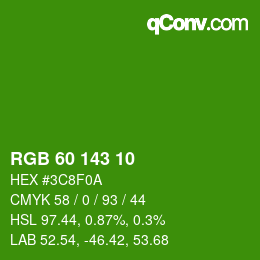 颜色代码: RGB 60 143 10 | qconv.com