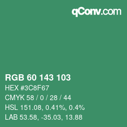 Color code: RGB 60 143 103 | qconv.com