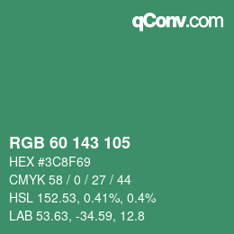 Color code: RGB 60 143 105 | qconv.com
