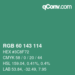 Color code: RGB 60 143 114 | qconv.com