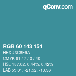 颜色代码: RGB 60 143 154 | qconv.com