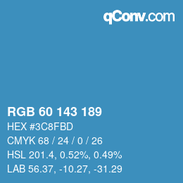 カラーコード: RGB 60 143 189 | qconv.com