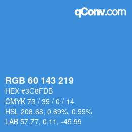 Color code: RGB 60 143 219 | qconv.com