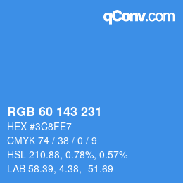 颜色代码: RGB 60 143 231 | qconv.com