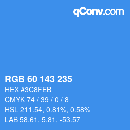 カラーコード: RGB 60 143 235 | qconv.com
