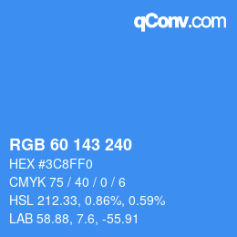 カラーコード: RGB 60 143 240 | qconv.com