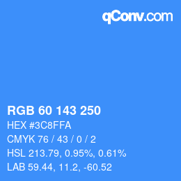 颜色代码: RGB 60 143 250 | qconv.com
