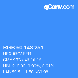 颜色代码: RGB 60 143 251 | qconv.com