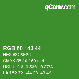 カラーコード: RGB 60 143 44 | qconv.com