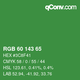 カラーコード: RGB 60 143 65 | qconv.com