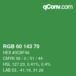 カラーコード: RGB 60 143 70 | qconv.com