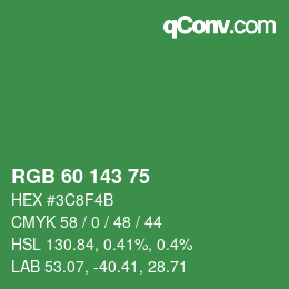 カラーコード: RGB 60 143 75 | qconv.com