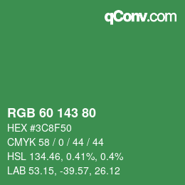 カラーコード: RGB 60 143 80 | qconv.com
