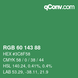Color code: RGB 60 143 88 | qconv.com