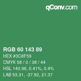 カラーコード: RGB 60 143 89 | qconv.com