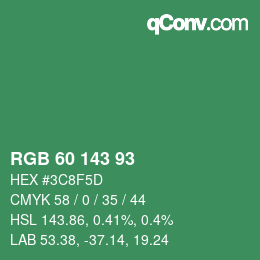 カラーコード: RGB 60 143 93 | qconv.com