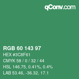 カラーコード: RGB 60 143 97 | qconv.com