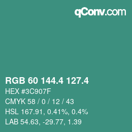 カラーコード: RGB 60 144.4 127.4 | qconv.com