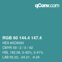 カラーコード: RGB 60 144.4 147.4 | qconv.com