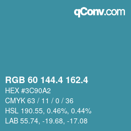 カラーコード: RGB 60 144.4 162.4 | qconv.com