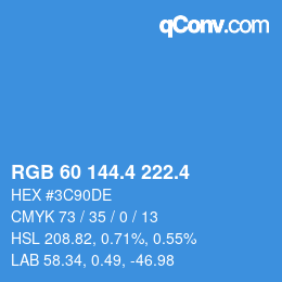 カラーコード: RGB 60 144.4 222.4 | qconv.com