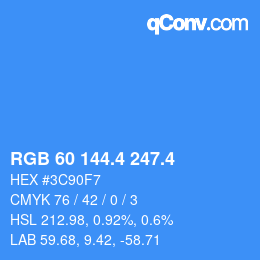 カラーコード: RGB 60 144.4 247.4 | qconv.com