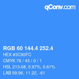カラーコード: RGB 60 144.4 252.4 | qconv.com