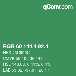 カラーコード: RGB 60 144.4 92.4 | qconv.com