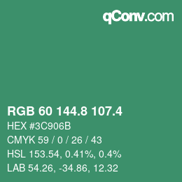 カラーコード: RGB 60 144.8 107.4 | qconv.com