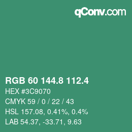 カラーコード: RGB 60 144.8 112.4 | qconv.com