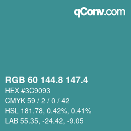 カラーコード: RGB 60 144.8 147.4 | qconv.com