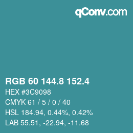 カラーコード: RGB 60 144.8 152.4 | qconv.com